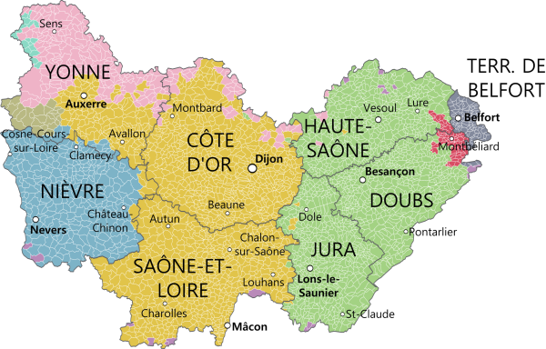 Bản đồ vùng Bourgogne