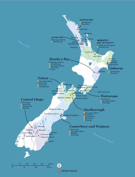Bản đồ vùng rượu vang Newzealand
